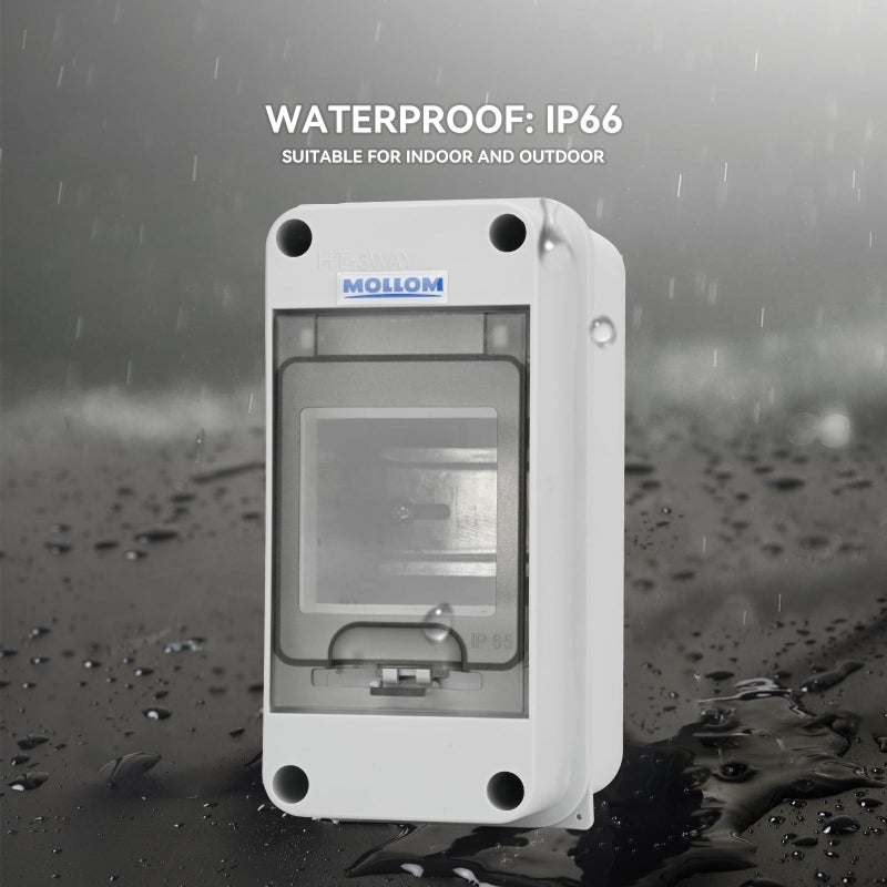 Mollom 3 Way Circuit Breaker Mcb Distribution Protection Box With Din Rail, Ip65 Waterproof,For Indoor And Outdoor - Image 3